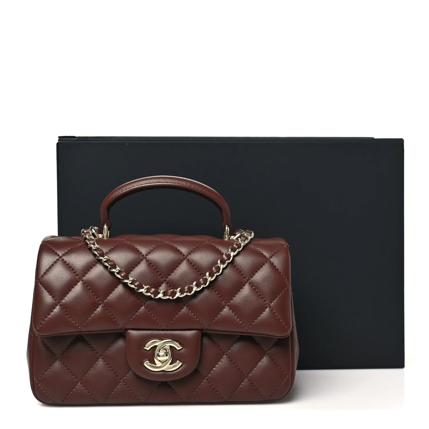CHANEL Lambskin Quilted Mini Top Handle